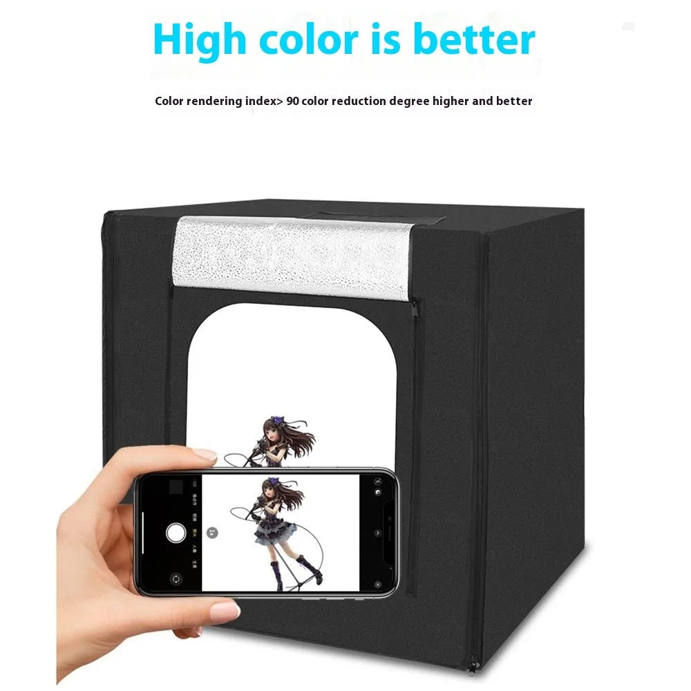 80cm Photo Studio Light Box Kit with Photography Tent LED Light and Background Board - EU Plug - 2