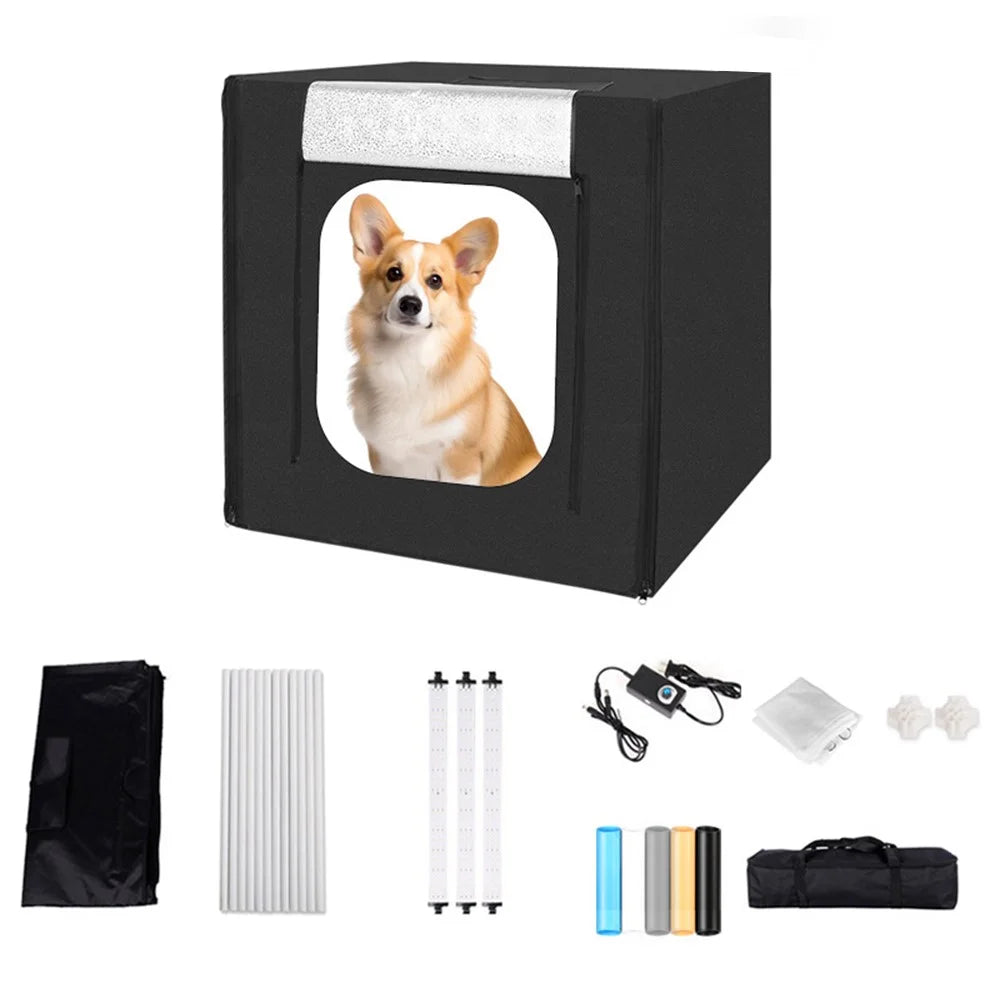 50cm Portable Photo Studio Box 3 LED Light Panels Dimmable Photography Lighting Kit - US Plug - 1