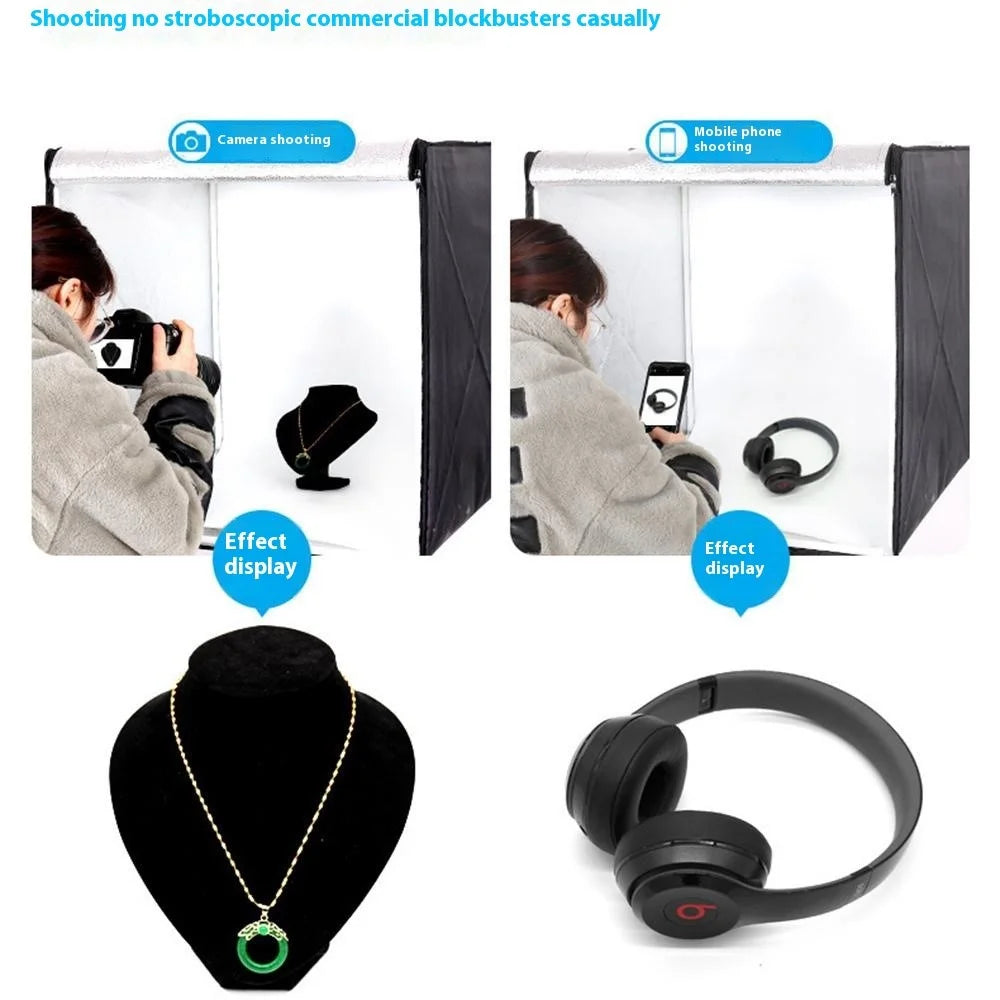80cm Portable Photo Studio Box 3 LED Light Panels Dimmable Photography Lighting Kit - US Plug - 3
