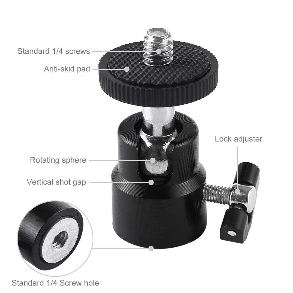 PULUZ PU412 1/4 inch Screw Metal Tripod Ball Head Adapter with Lock - 5