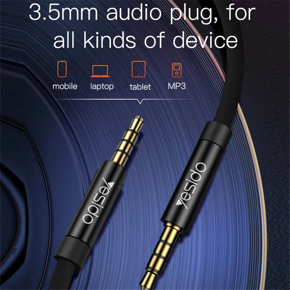 YESIDO 1m YAU14 3.5mm Male to Male Audio Cable for Car Stereo Phone Speaker MP3 Player - 3