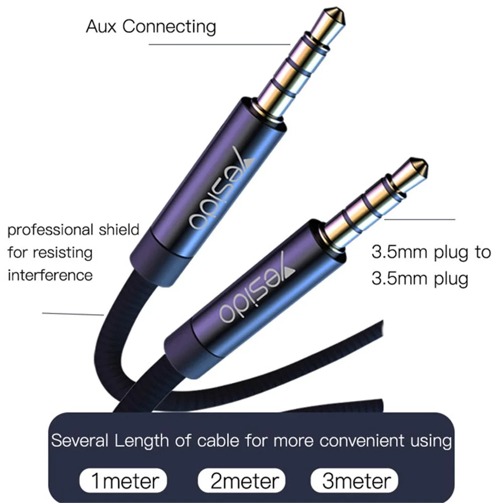 YESIDO 1m YAU14 3.5mm Male to Male Audio Cable for Car Stereo Phone Speaker MP3 Player - 5