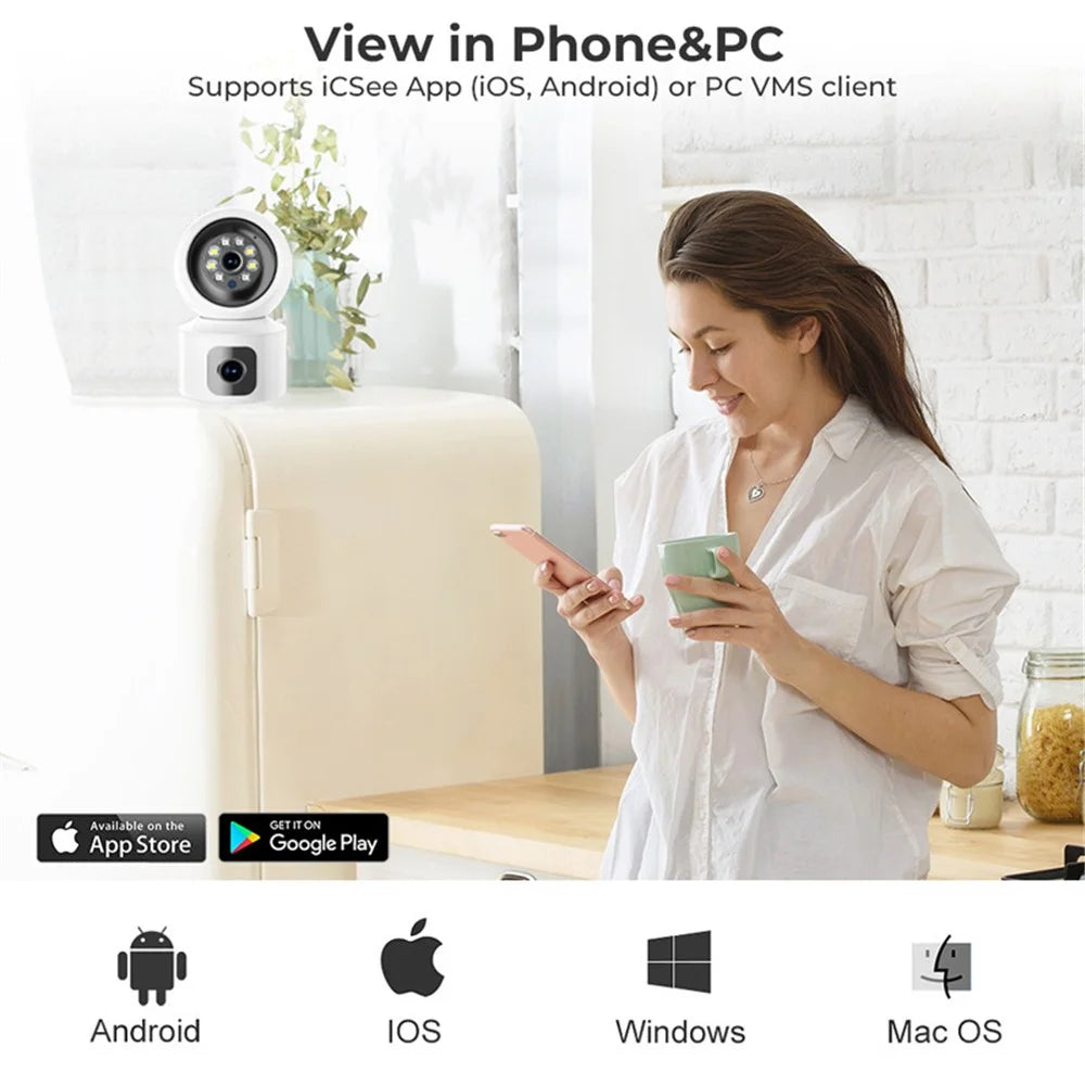 4MP Dual Lens Baby Monitor Ball Camera 4X Digital Zoom Two-Way Audio Night Vision Camera - US Plug - 5