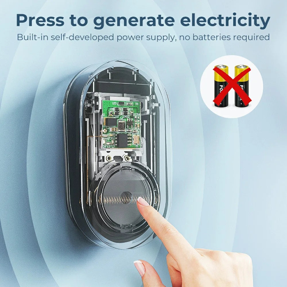 ML008-B-21UK 60 Melodies Wireless Self-Powered Doorbell Ring UK Plug / Black, 2 Transmitter + 1 Receiver - 3