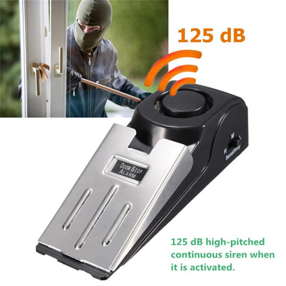 ABS + Stainless Steel Smart Door Stopper 120dB Anti-Theft Alarm for Hotel Home Office - 2
