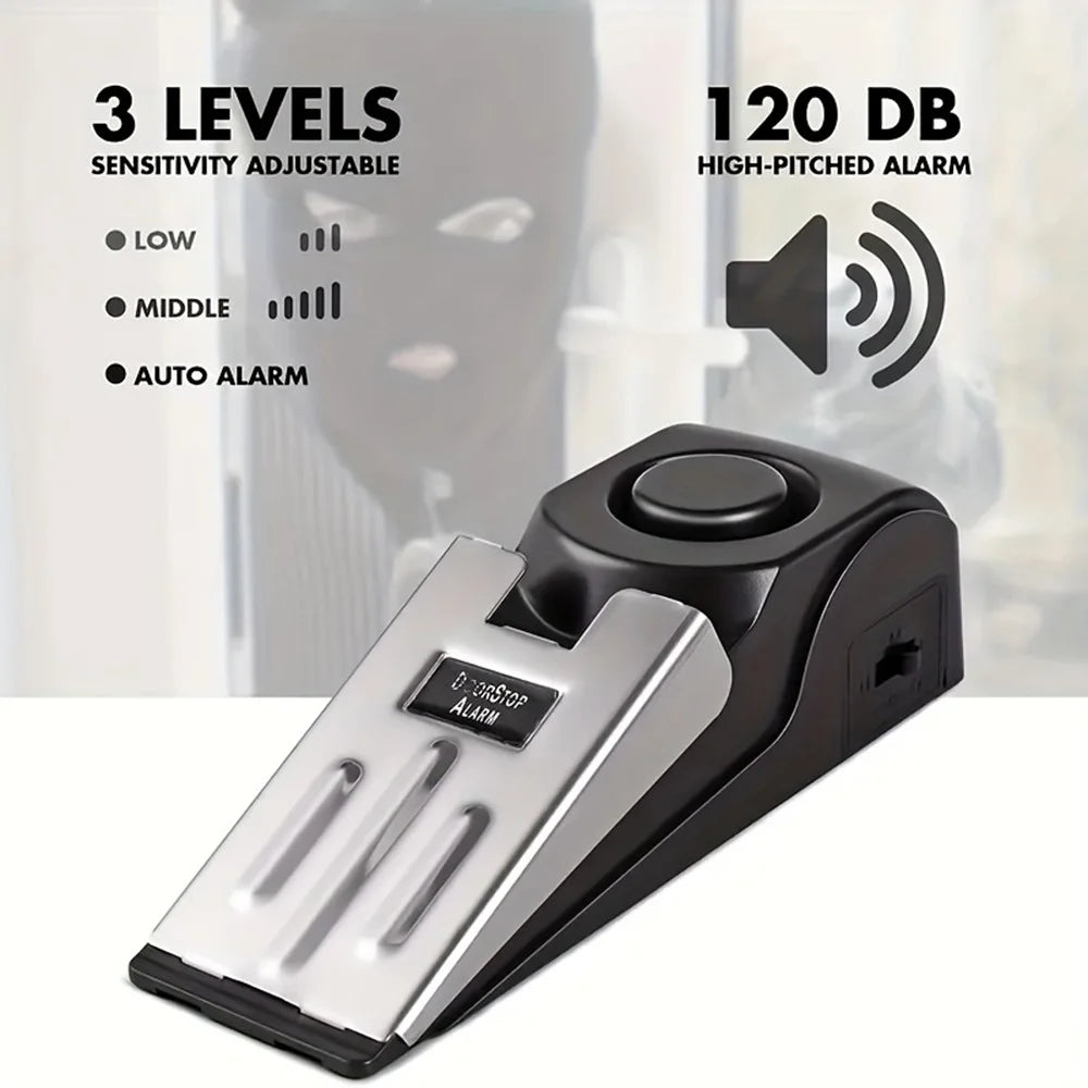 ABS + Stainless Steel Smart Door Stopper 120dB Anti-Theft Alarm for Hotel Home Office - 7