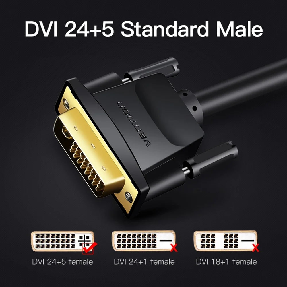 VENTION EACBF 1m 24+5 DVI to VGA Male to Male Cable 1080P 60Hz Full HD PVC Wire - 2