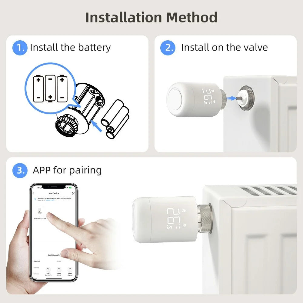 TRV16-WiFi Radiator Valve WiFi Smart Thermostat Controller APP Control Heating System - 6