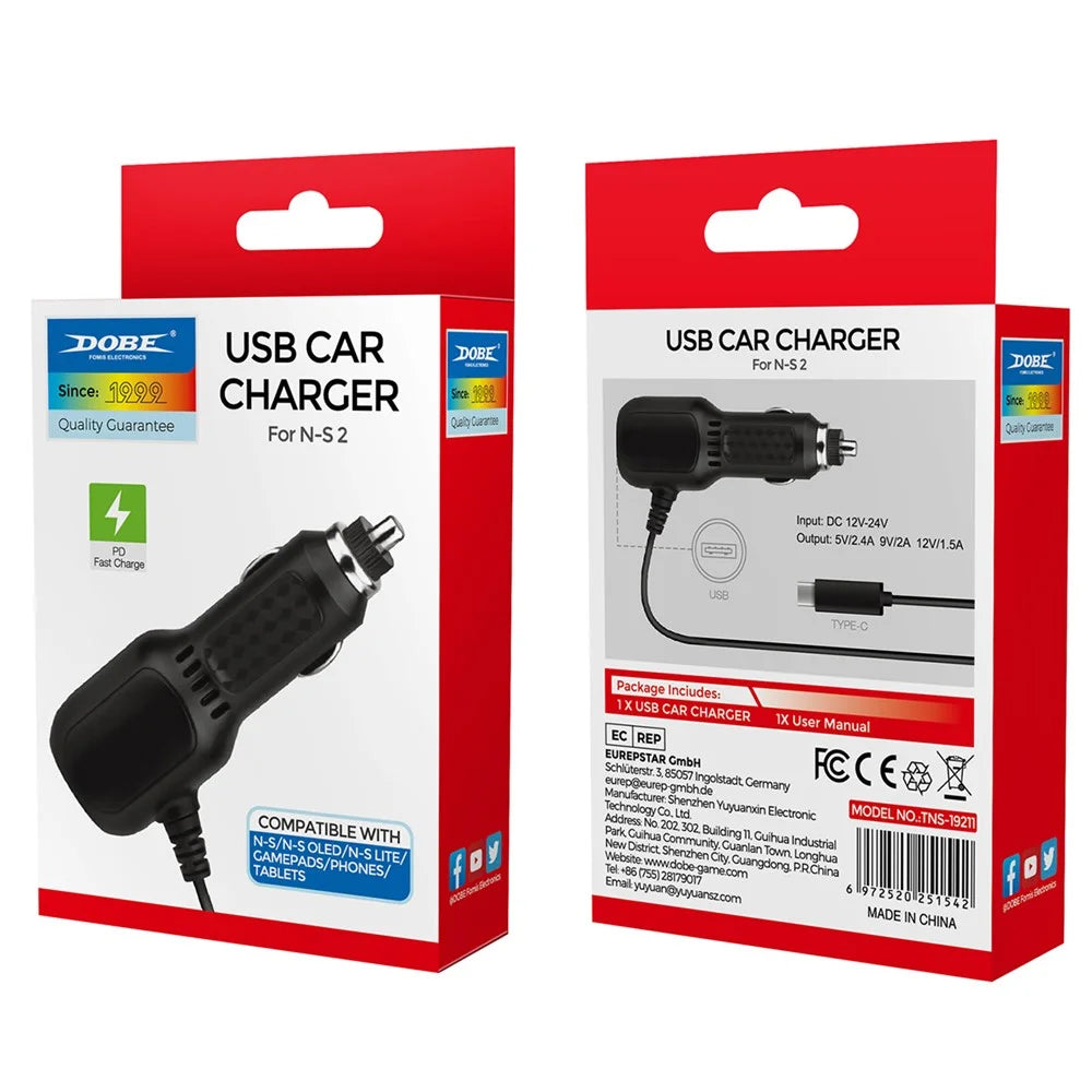 DOBE TNS-19211 For Nintendo Switch 2 / Switch / OLED Car Charger Type-C Fast Charging Adapter - 7