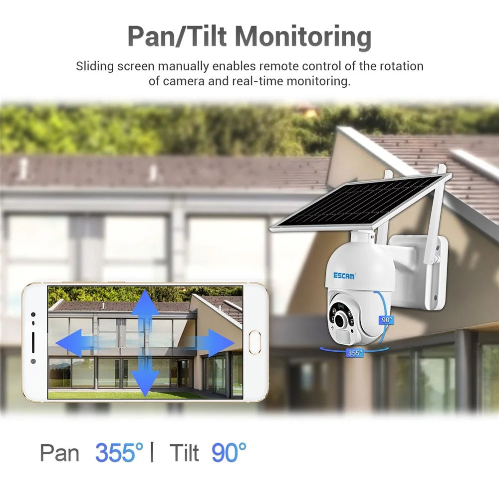 ESCAM QF250 1080P WiFi Solar IP Camera WiFi Wireless 6W Solar Panel Battery Powered Home Security Camera - 4