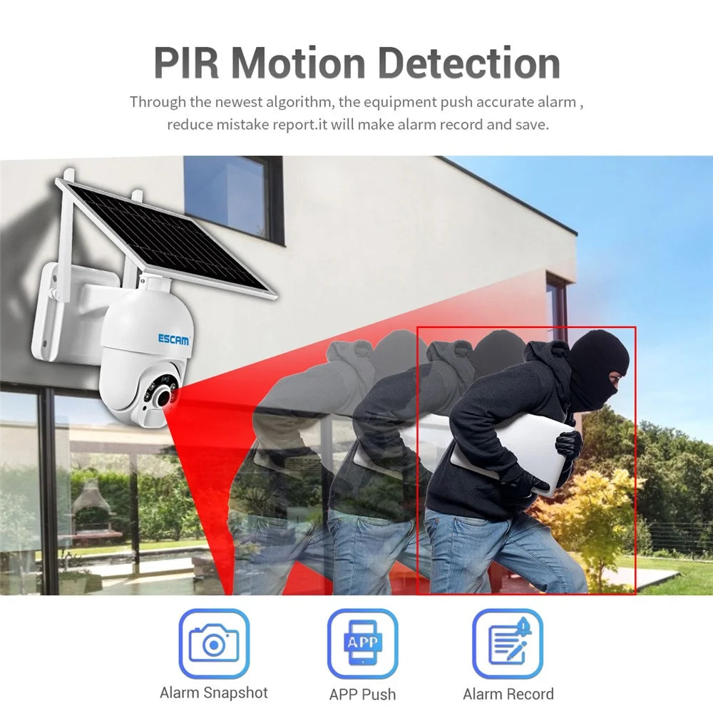 ESCAM QF250 1080P WiFi Solar IP Camera WiFi Wireless 6W Solar Panel Battery Powered Home Security Camera - 7