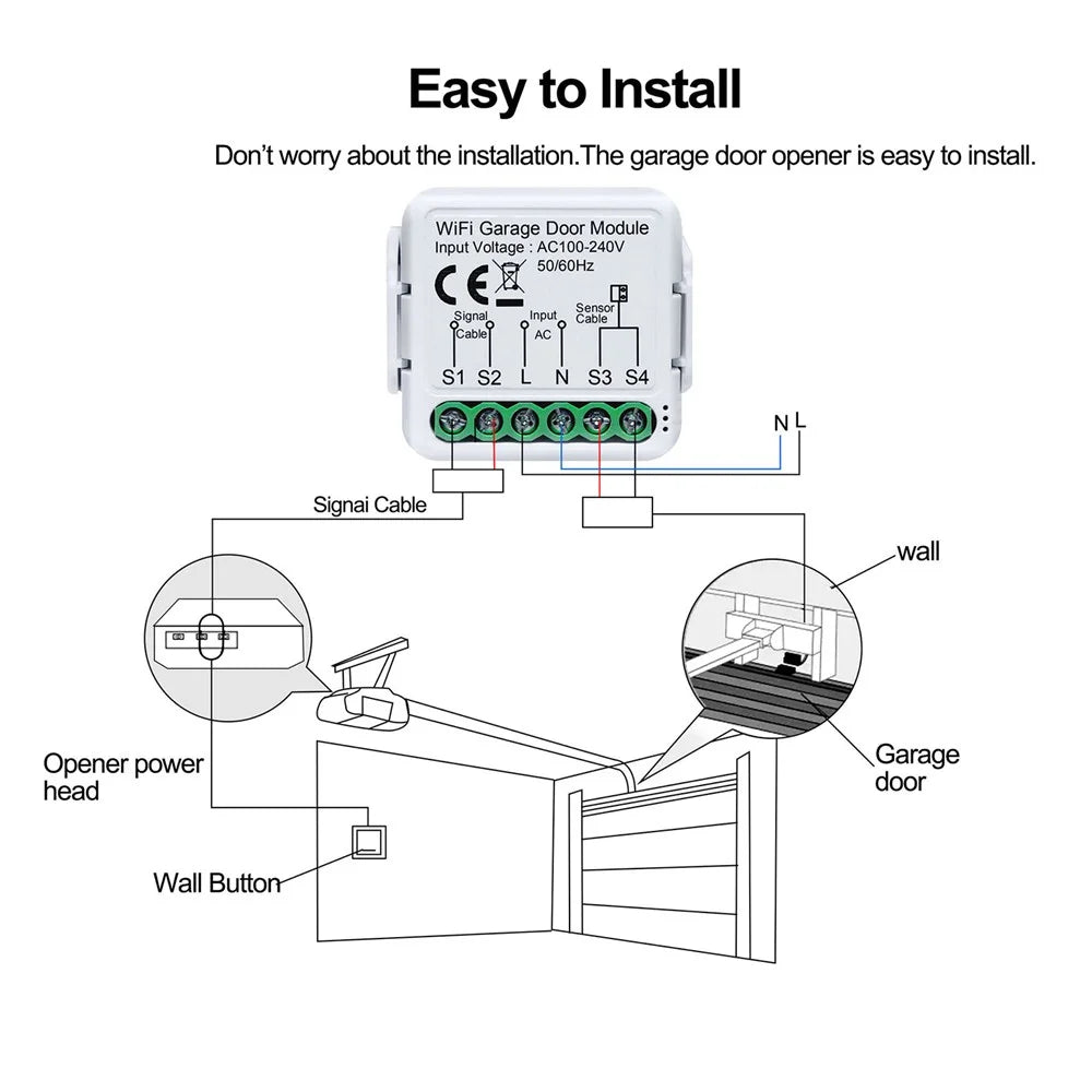 SB012 WiFi Garage Door Controller Voice Control Smart Roller Shutter Control Module Tuya Smart Life Compatible - 7