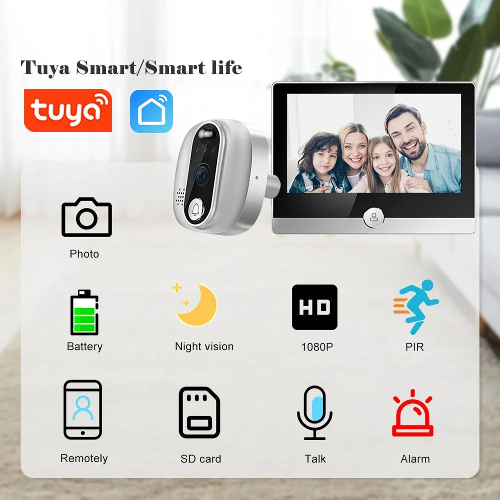 W1 4.3 Inch Color Screen WiFi Digital Peephole Camera Motion Detection Two Way Audio Smart Door Viewer - 2