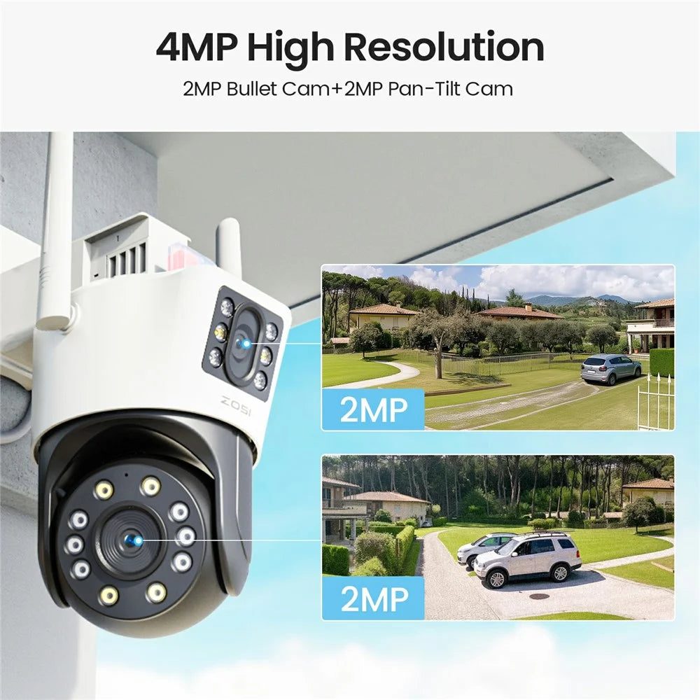 ZOSI C298 SE 4MP Dual Lens WiFi Camera AI Human / Vehicle Detection Two Way Audio Outdoor Security Cam - US Plug - 3