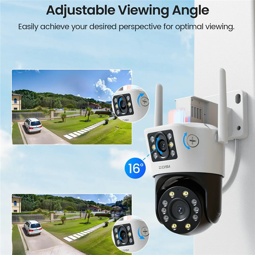 ZOSI C298 SE 4MP Dual Lens WiFi Camera AI Human / Vehicle Detection Two Way Audio Outdoor Security Cam - US Plug - 4