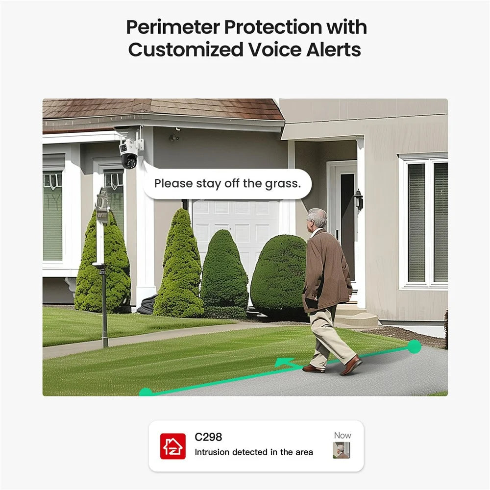 ZOSI C298 SE 4MP Dual Lens WiFi Camera AI Human / Vehicle Detection Two Way Audio Outdoor Security Cam - US Plug - 5