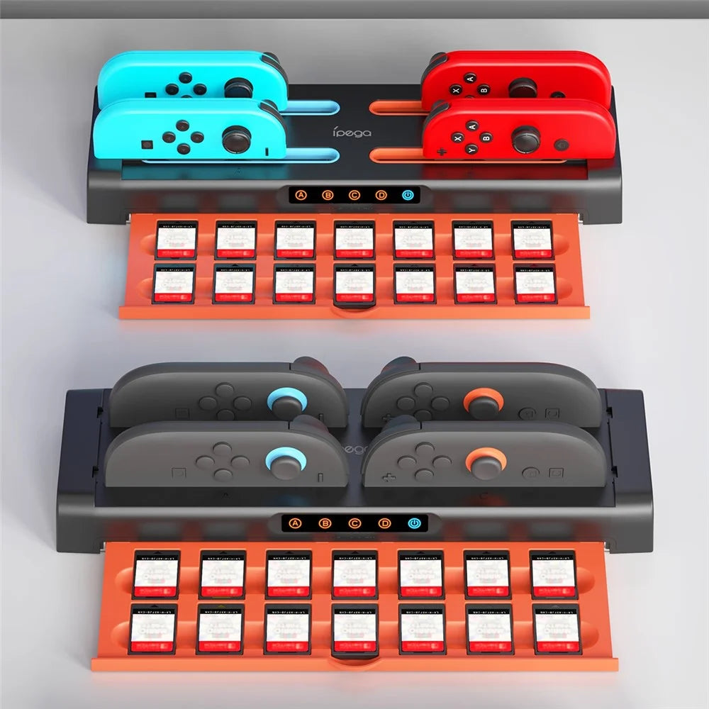 IPEGA PG-SW2252 For Nintendo Switch 1 / 2 Joy-Con Charging Dock Multi-Function Charging Stand with Game Card Storage - 5