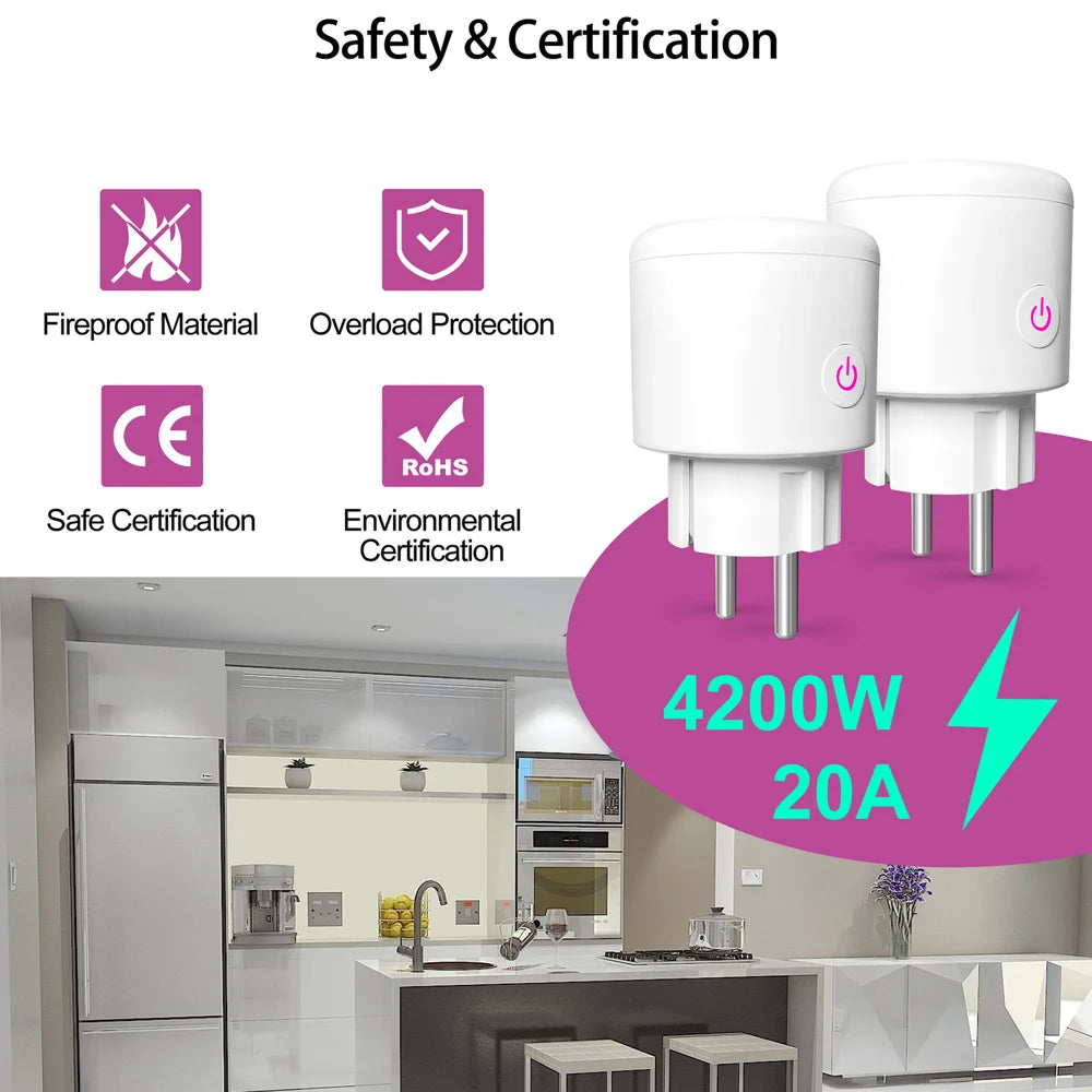 KT-PM09 APP/Voice Control Smart WiFi Plug 20A 4200W Wireless Home Outlet Socket with Power Monitor Function - 6