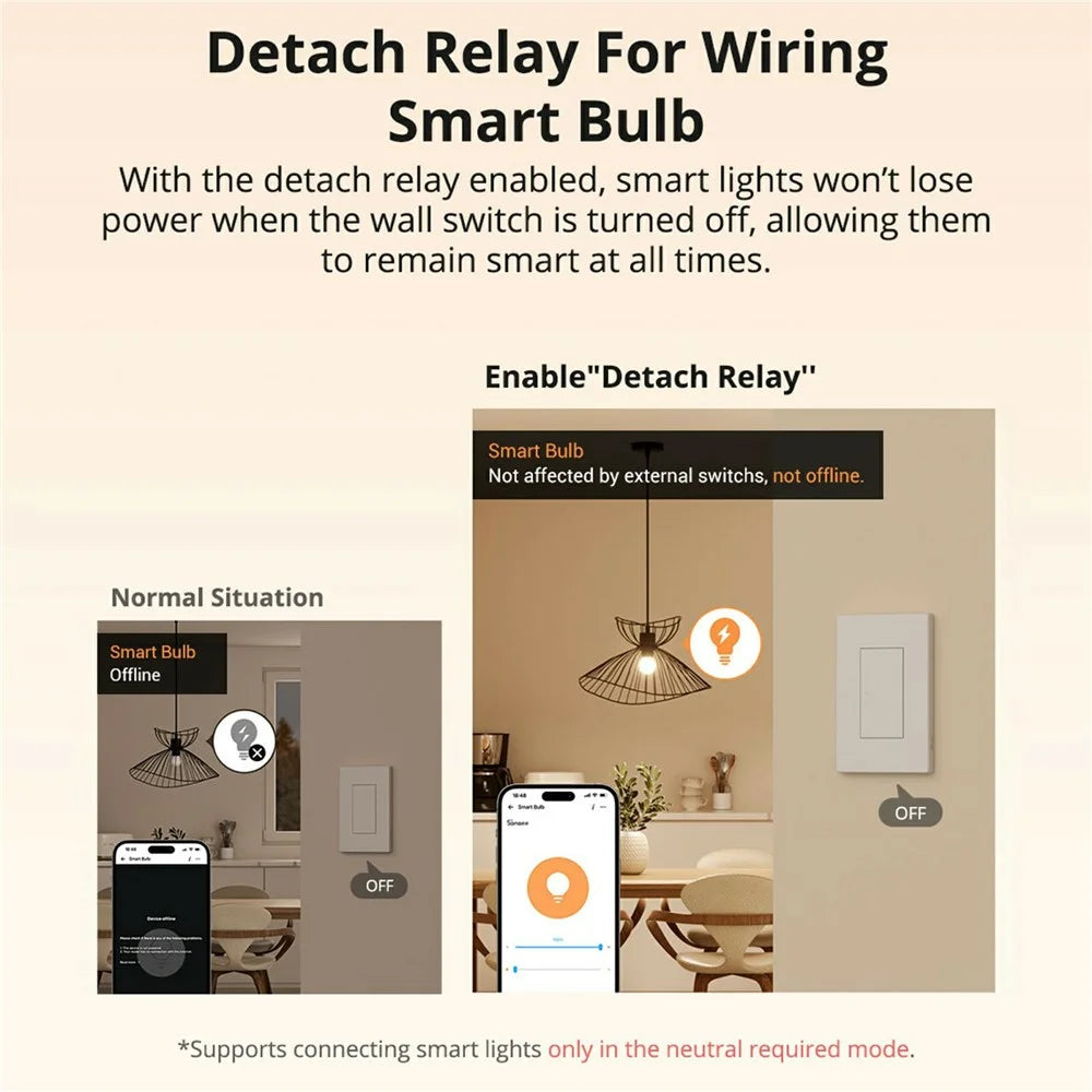 SONOFF ZBM5-2C-120W SwitchMan 2-Gang Zigbee Smart Wall Switch Supports No Neutral and Neutral Wire - 6