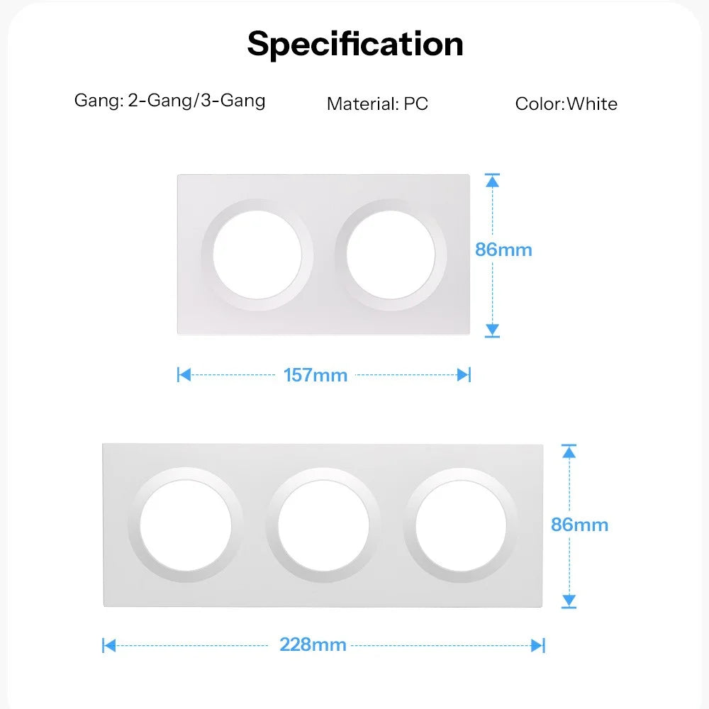 SONOFF EF3G 3-Gang Wall Switch Frame Plastic Junction Box Module Enclosure, 228x86mm - 7