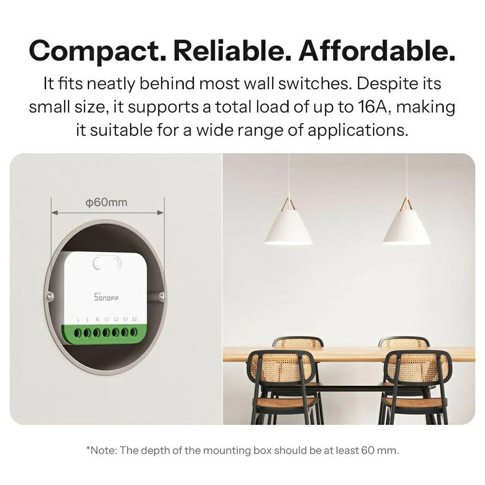 SONOFF MINI-2GS 2-Gang Smart Switch WiFi Matter-Compatible with Dual Load Control / Voice Assistant for Home Automation - White - 6