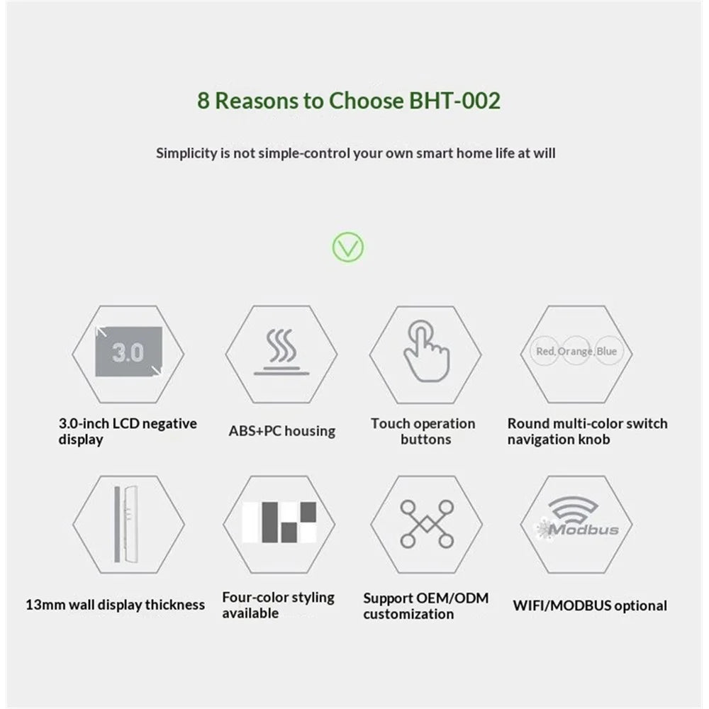 BHT-002GBLZB ZigBee Smart Thermostat Precise Temperature Control LCD Touch Screen Heating Controller - Black - 6