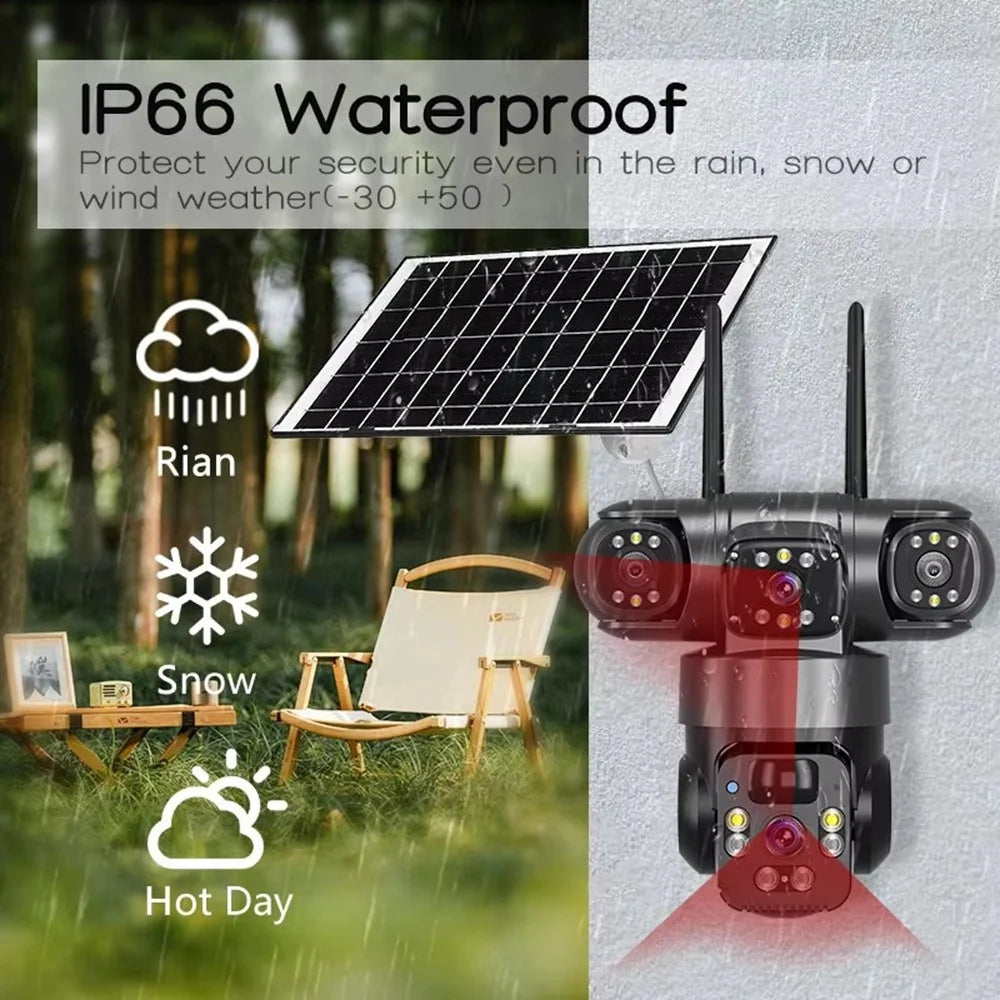 360 Degrees Panoramic Solar Security Camera 3 Screens 6MP Wireless WiFi Outdoor AI Human Detection Monitor Cam - 6