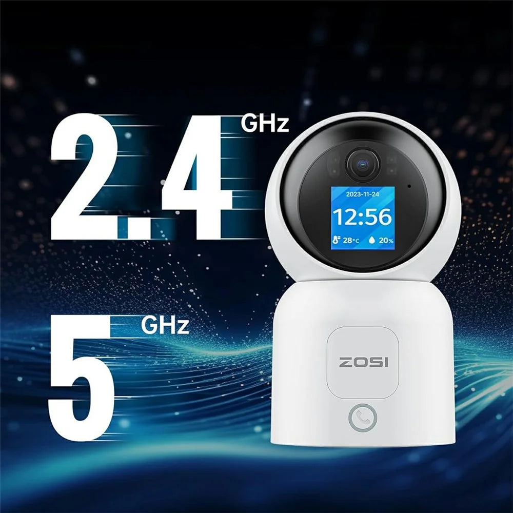 ZOSI C519M 4MP Smart WiFi Security Camera 360 Degree Pan 90 Degree Tilt 1.44 Inch Screen Two-way Video Call Person Detection Night Vision Safety Camera for Home Baby Pet Monitor - White - 6