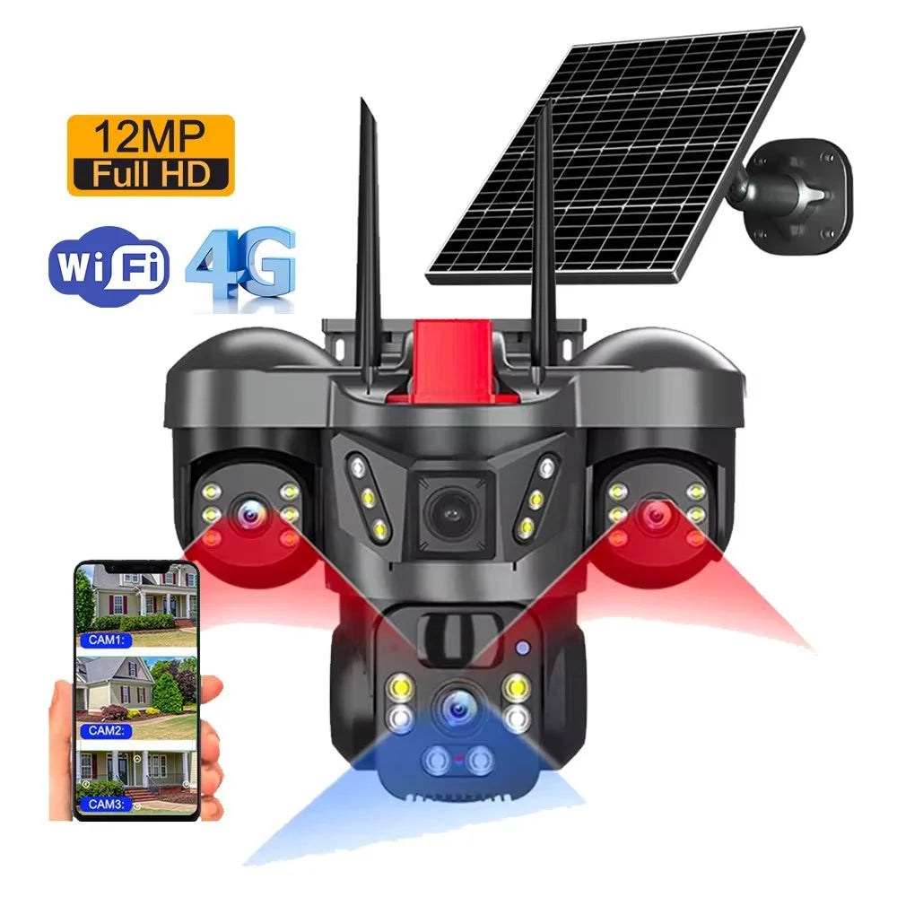 LW21 WiFi 360 Degree Triple-Lens Security Camera Solar Powered Wireless Outdoor 2MP+2MP+2MP PIR Sensor Surveillance Camera - 2