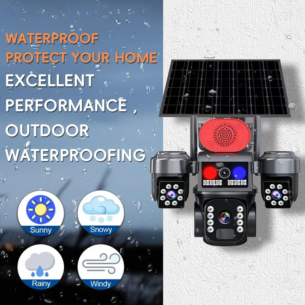 4G Solar Powered 3-Lens PTZ Security Camera 2MP+2MP+2MP 360 Degree Surveillance Camera for Outdoor - 5