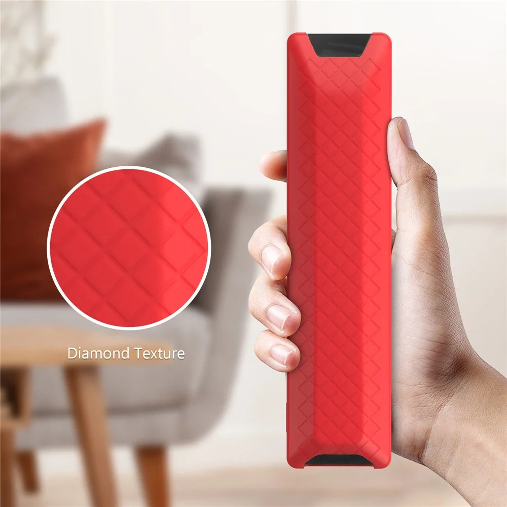 Silicone Case for TCL RC923A / RC813A Remote Control Shockproof Anti-slip Diamond Texture Protective Cover - Red - 4