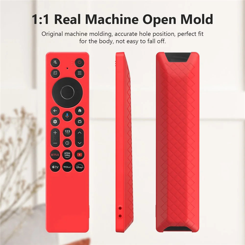 Silicone Case for TCL RC923A / RC813A Remote Control Shockproof Anti-slip Diamond Texture Protective Cover - Red - 5