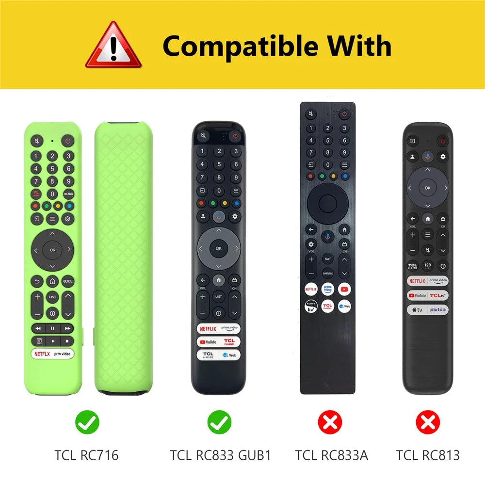 Silicone Case for TCL RC716 / RC833 GUB1 Remote Control Shockproof Anti-Slip Diamond Texture Protective Cover with Lanyard - Black - 7