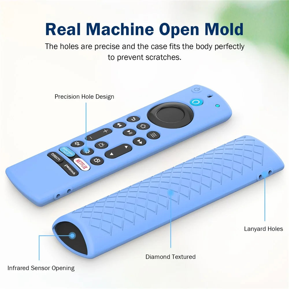 Silicone Case for Amazon Fire TV Alexa Voice (2023) Remote Control Shockproof Full Cover Anti-slip Protective Cover with Lanyard - Luminous Blue - 2