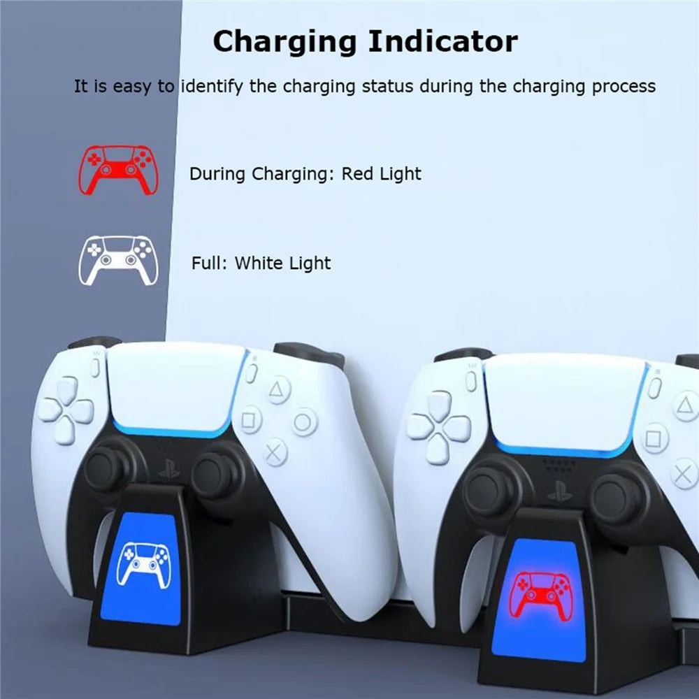 IPEGA PG-5009 Multifunctional Vertical Charging Dock Game Controller Charging Stand Storage Holder with Headset Hook Game Disc Container for PS5 - 7