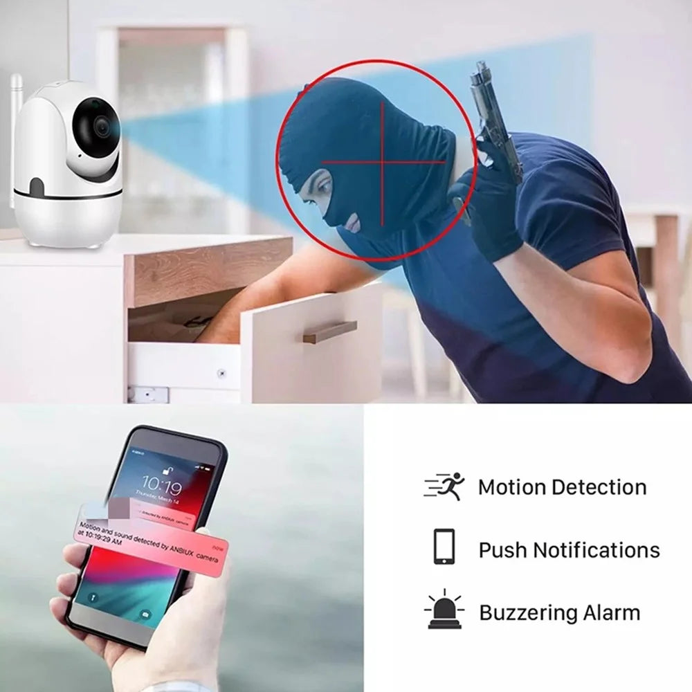 D303 Home Security Camera System 3MP HD Indoor WiFi Pan Tilt Pet Baby Monitor Night Vision 2 Way Audio Supports 128G Card Storage Camera - US Plug - 4