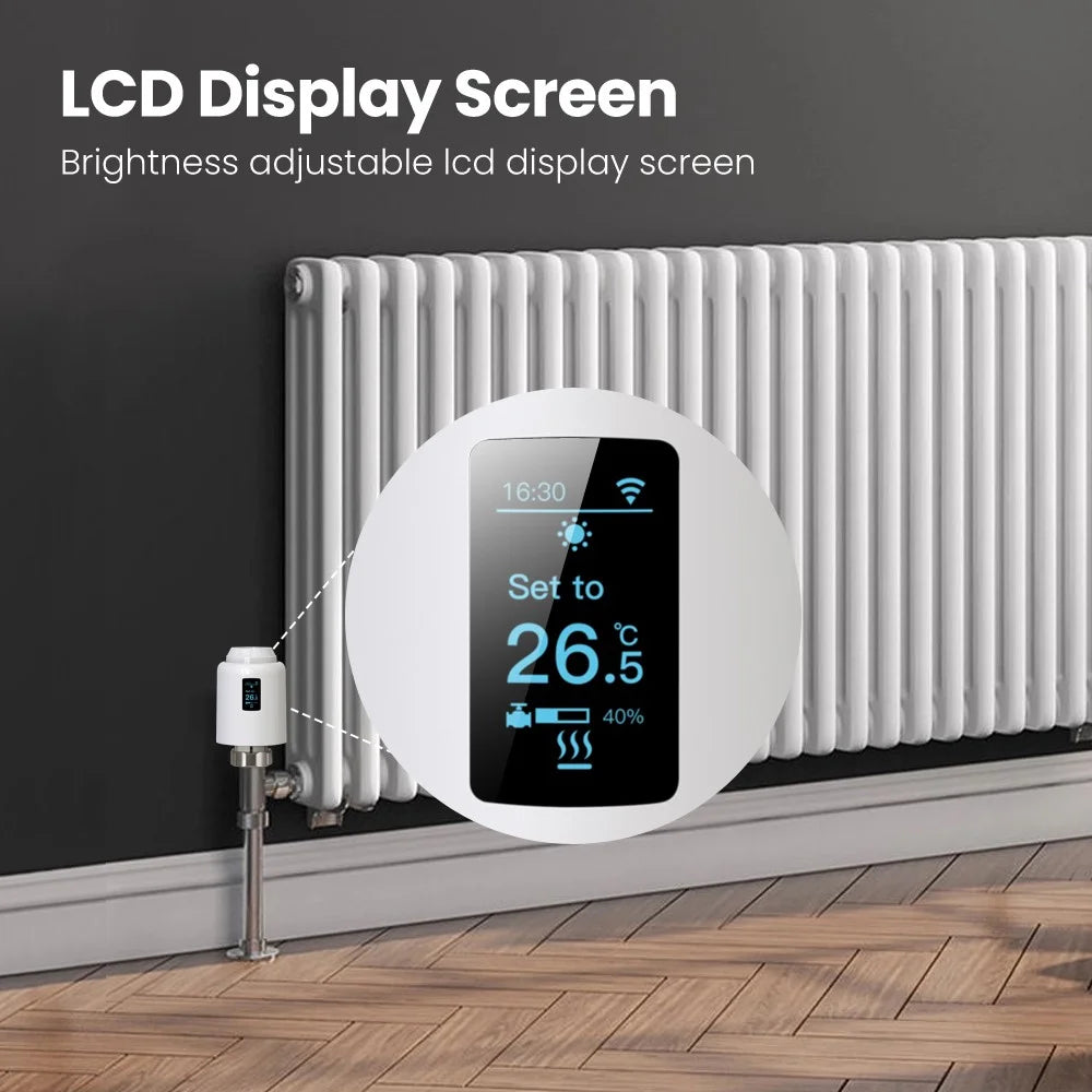 TRV07-wifi Tuya APP Smart WiFi Thermostat LCD Screen Programmable Voice Control TRV Radiator Valve - 2