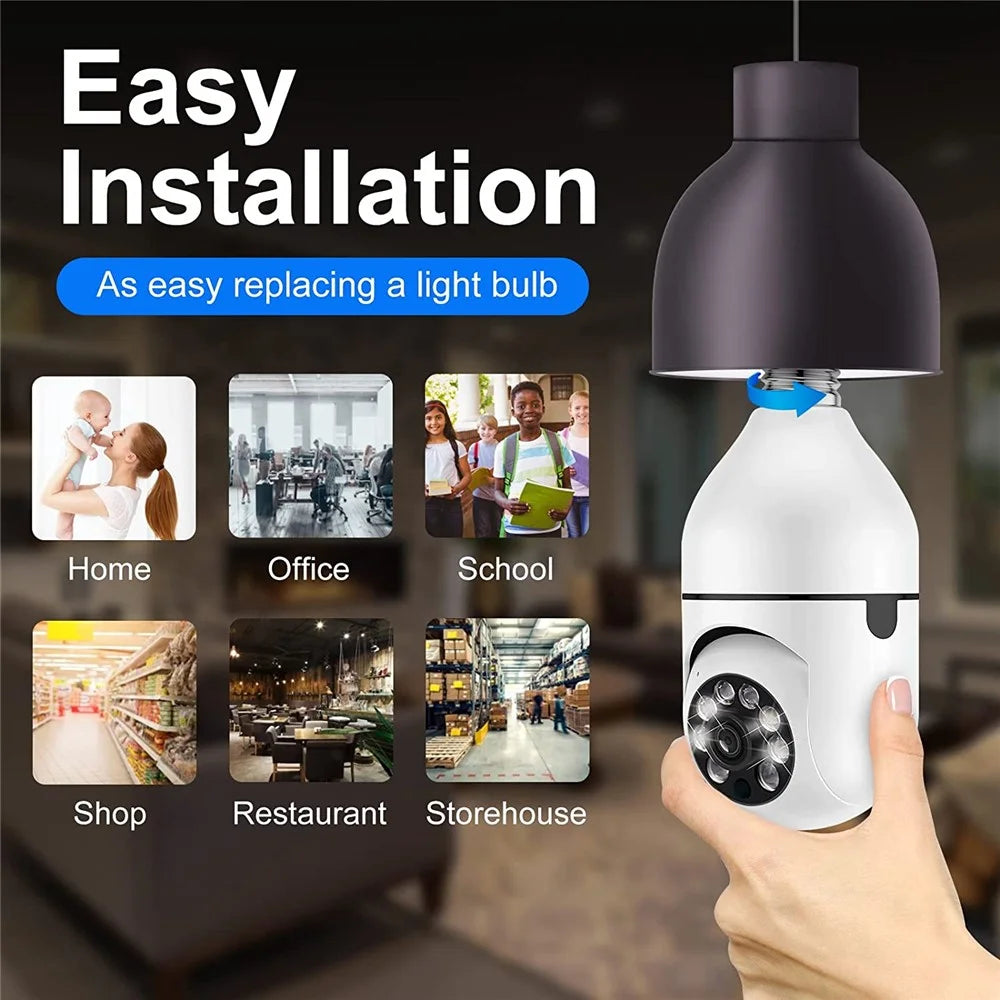 2.4G Smart WiFi Camera Mini PTZ 1080P HD IP Camera with Bulb E27 Socket, Two-Way Talk Home Surveillance - 4