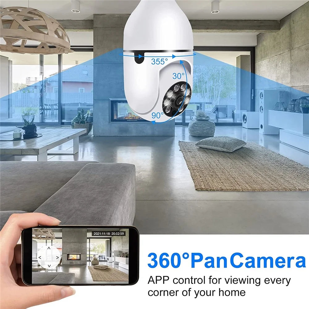 2.4G Smart WiFi Camera Mini PTZ 1080P HD IP Camera with Bulb E27 Socket, Two-Way Talk Home Surveillance - 5