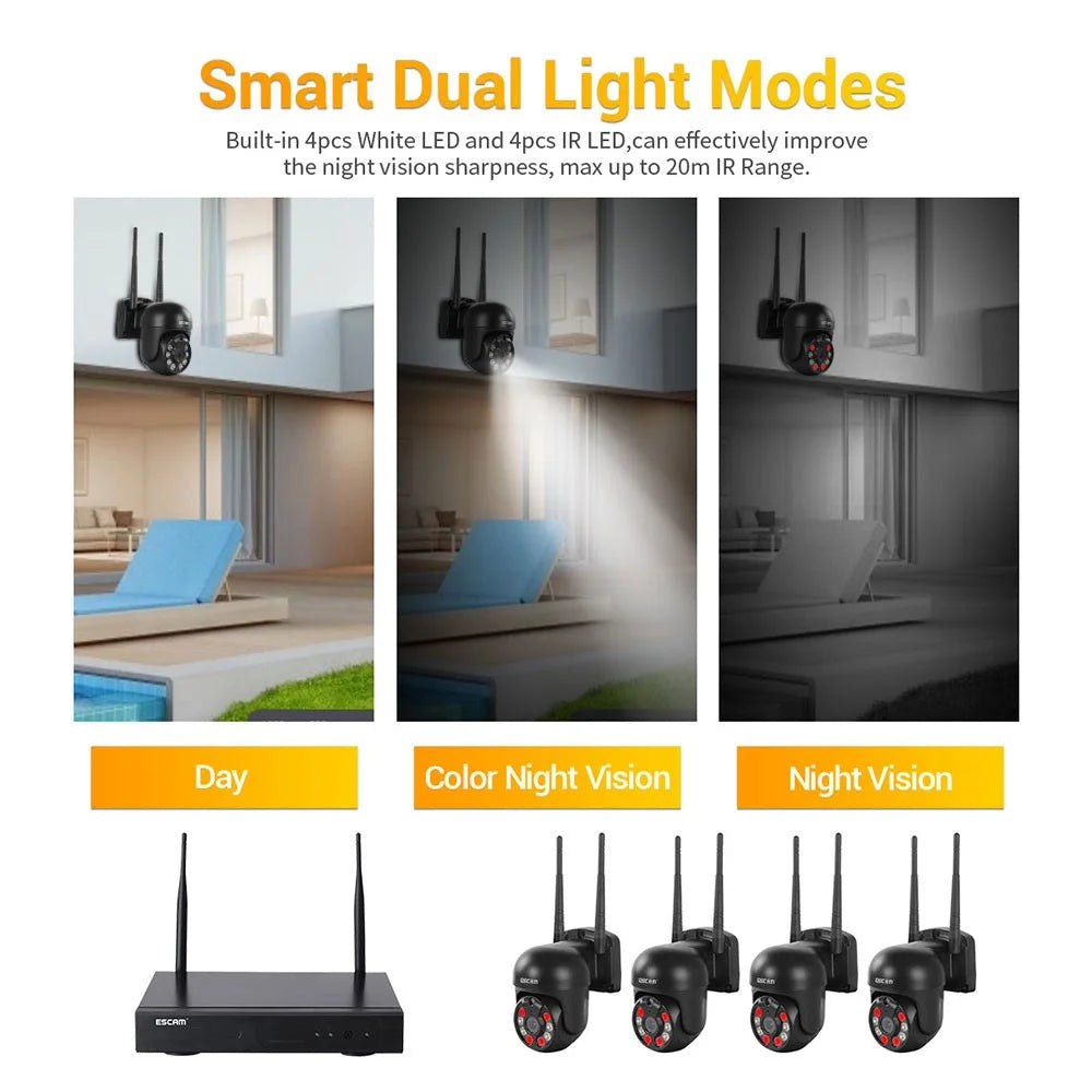 ESCAM WNK614 Wireless Camera Set HD 3MP Monitor Camera Support Two-Way Voice - US Plug - 3