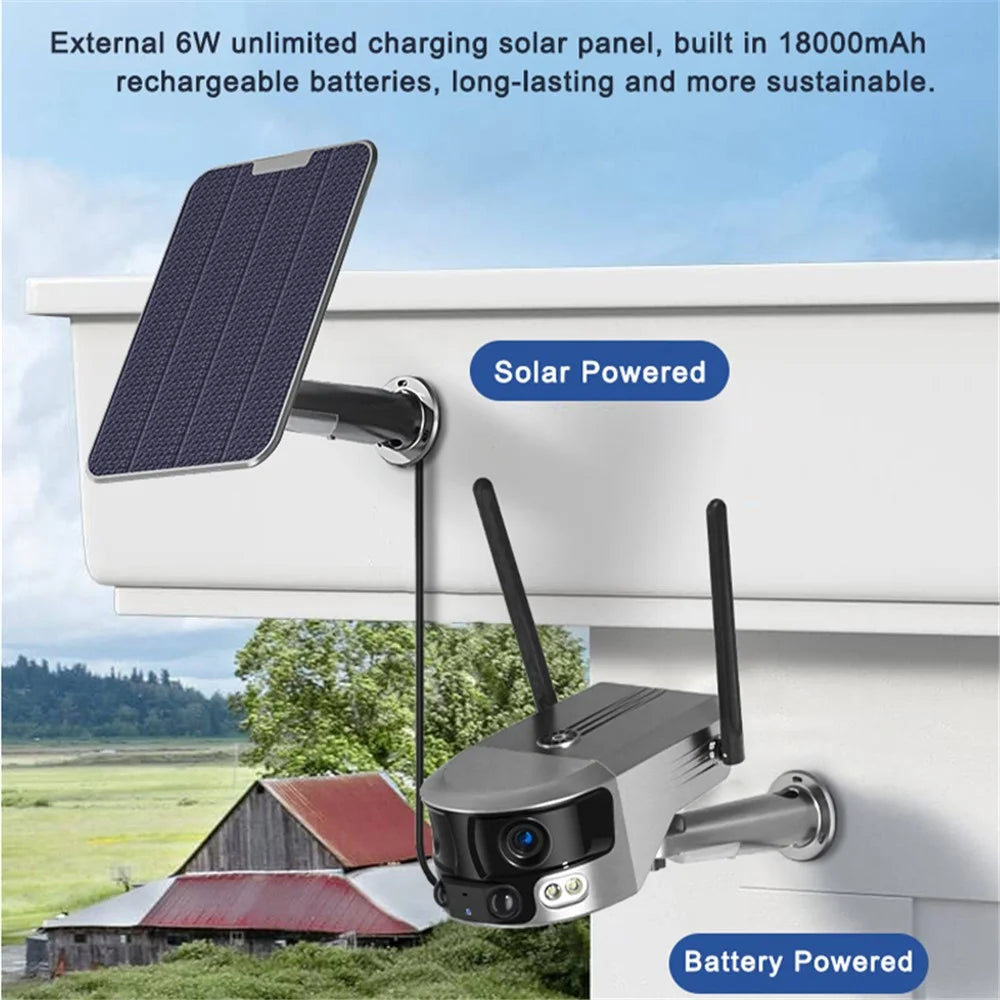Y6 8MP Dual-Lens HD Solar-Powered Camera Bulti-In Battery Mobile Phone Remote 4G Surveillance Camera - 2