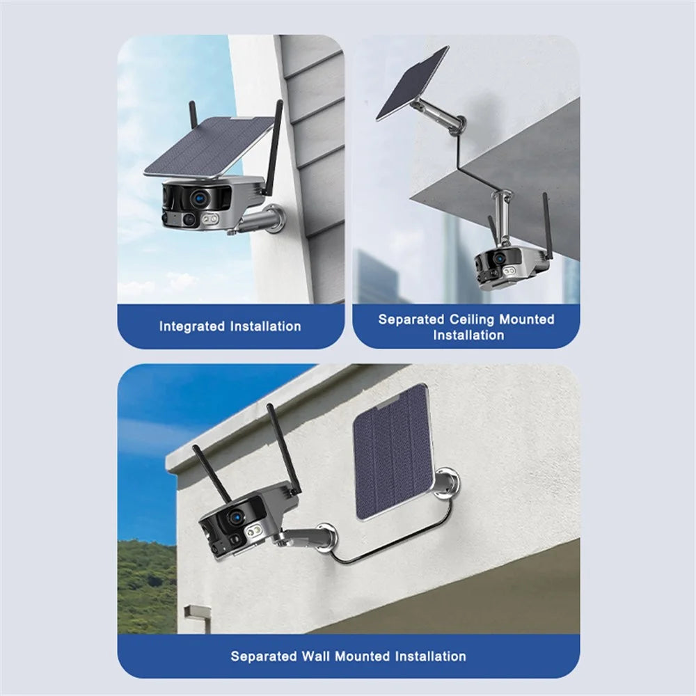 Y6 8MP Dual-Lens HD Solar-Powered Camera Bulti-In Battery Mobile Phone Remote 4G Surveillance Camera - 5