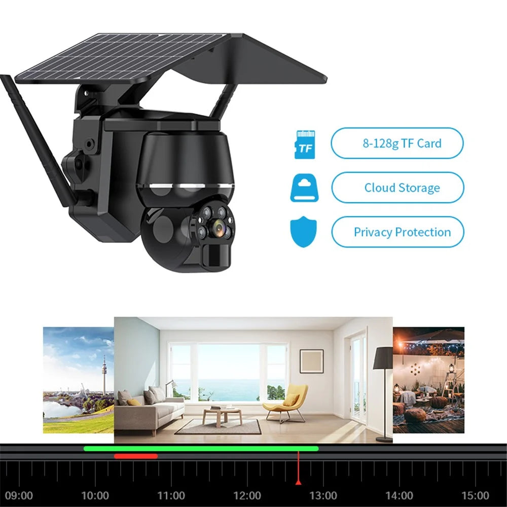 Q7 4MP Outdoor Motion Detection Wireless Solar PTZ Camera, WiFi Version - Black - 4