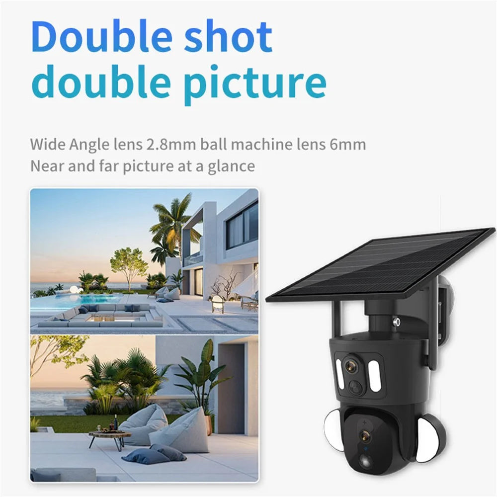 Q32 Solar Security Camera US Version 4G Network 2K+4MP Dual Lens Home Monitor - 4