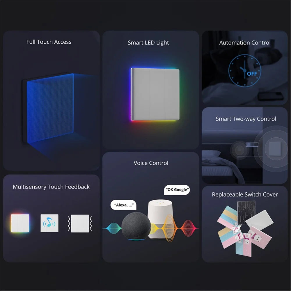 SONOFF TX Ultimate WiFi / eWeLink-Remote Smart Touch Wall Switch with RGB Light - EU Plug / T5-3C-86 - 7