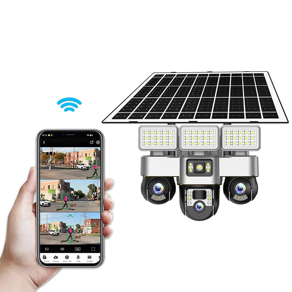 VTS30A V380 Outdoor Security Camera Solar Powered Night Vision 3 LED Lights Surveillance System - WiFi Version / US Plug - 1