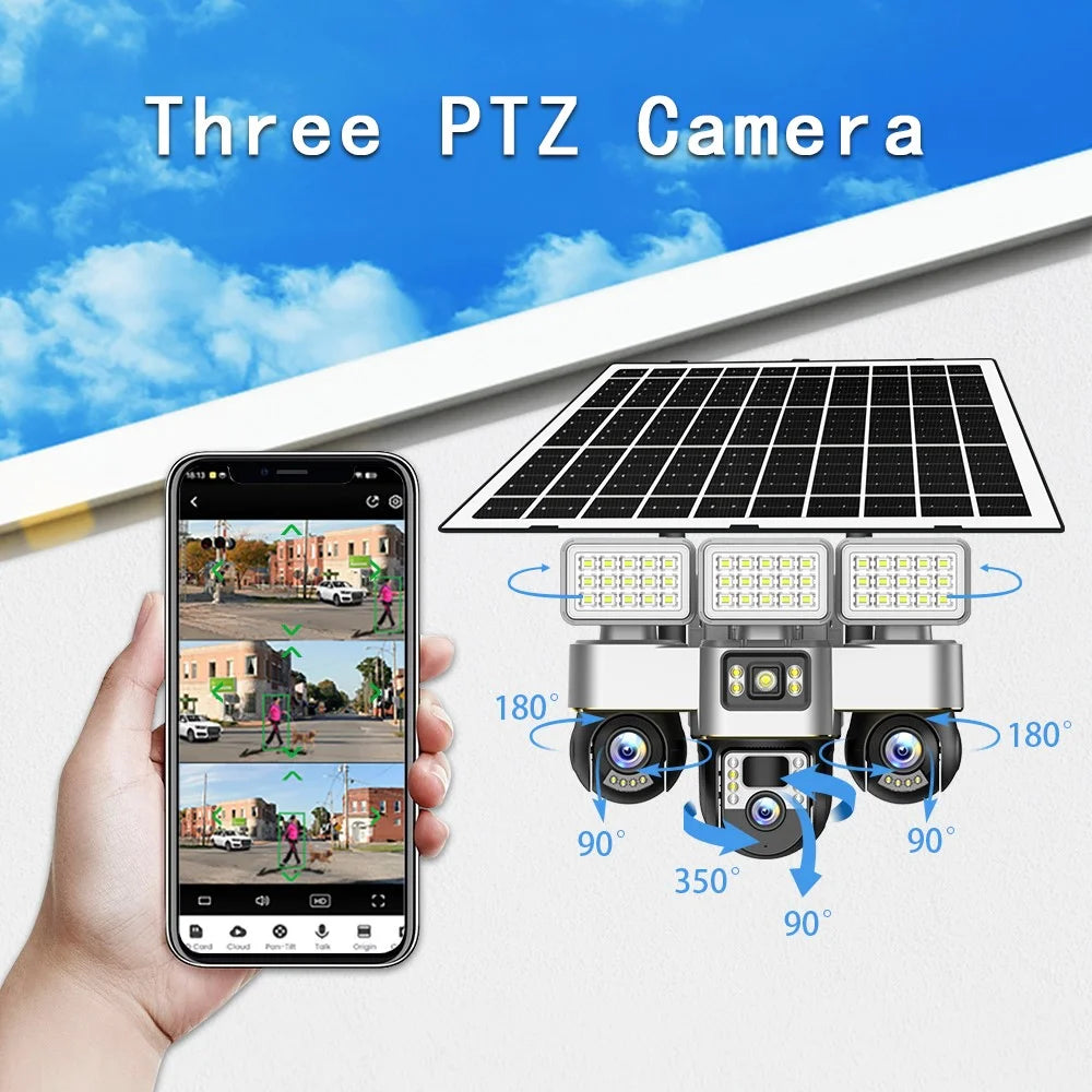 VTS30A V380 Outdoor Security Camera Solar Powered Night Vision 3 LED Lights Surveillance System - WiFi Version / US Plug - 2