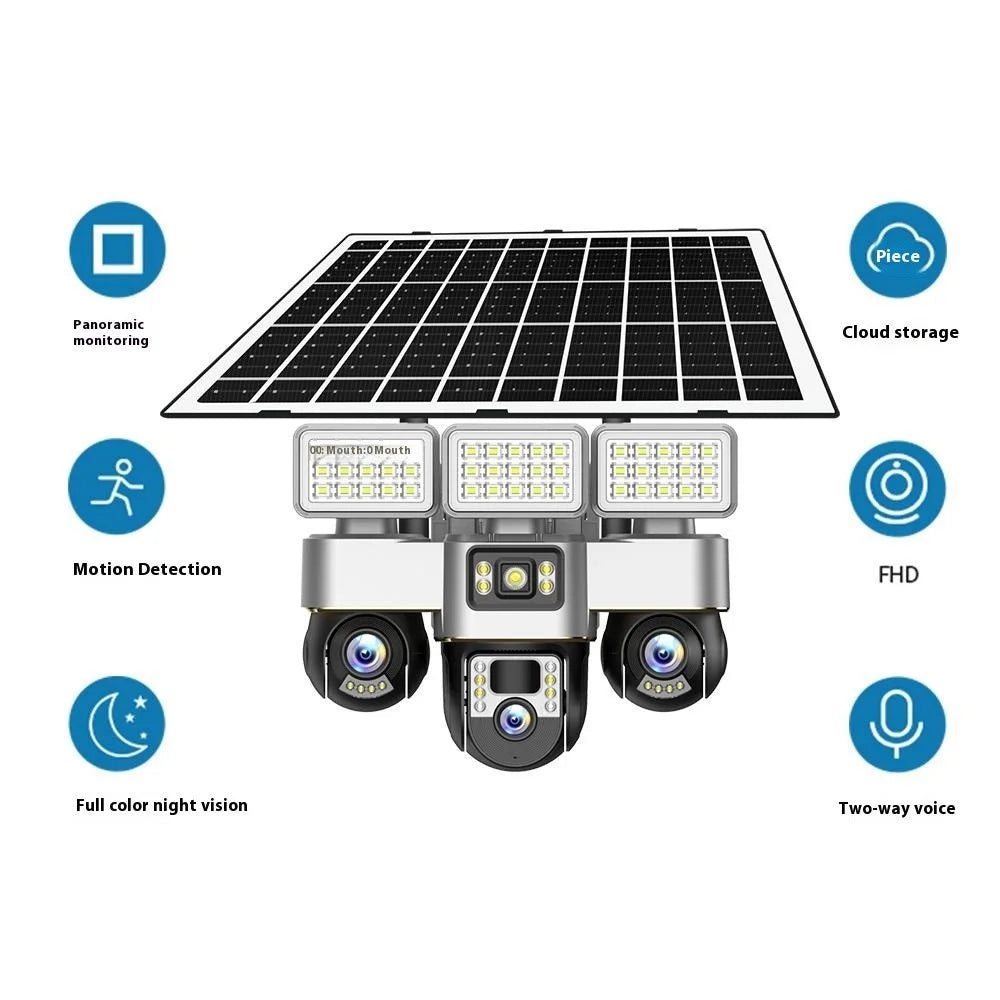 VTS30A V380 Outdoor Security Camera Solar Powered Night Vision 3 LED Lights Surveillance System - WiFi Version / US Plug - 4
