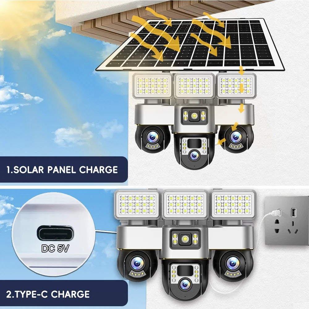 VTS30A V380 Outdoor Security Camera Solar Powered Night Vision 3 LED Lights Surveillance System - WiFi Version / US Plug - 5