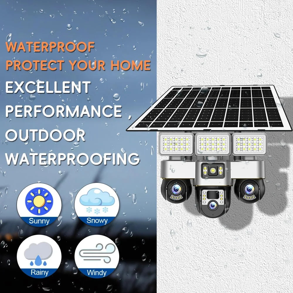 VTS30A V380 Outdoor Security Camera Solar Powered Night Vision 3 LED Lights Surveillance System - WiFi Version / US Plug - 6
